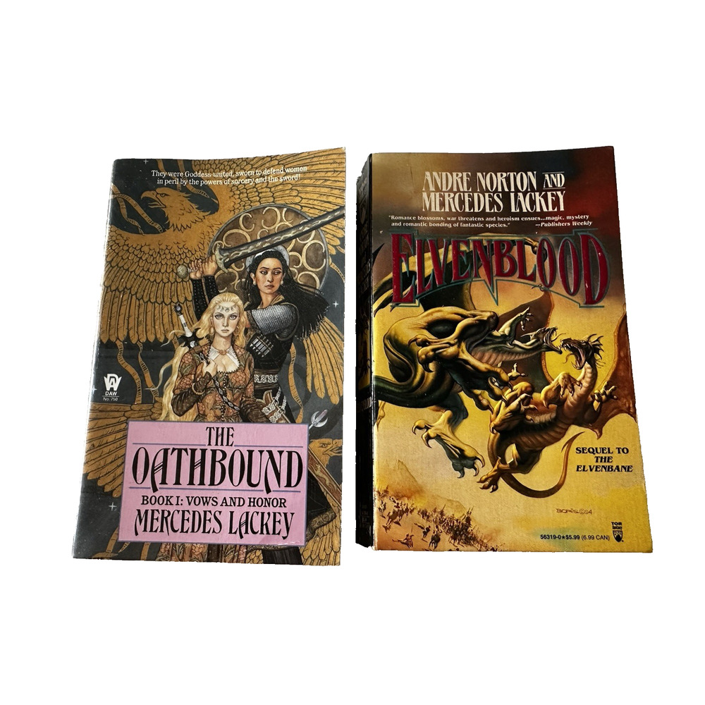 The Oathbound & Elvenblood by Mercedes Lackey/ Andre Norton PB 1990s Sci Fi VTG